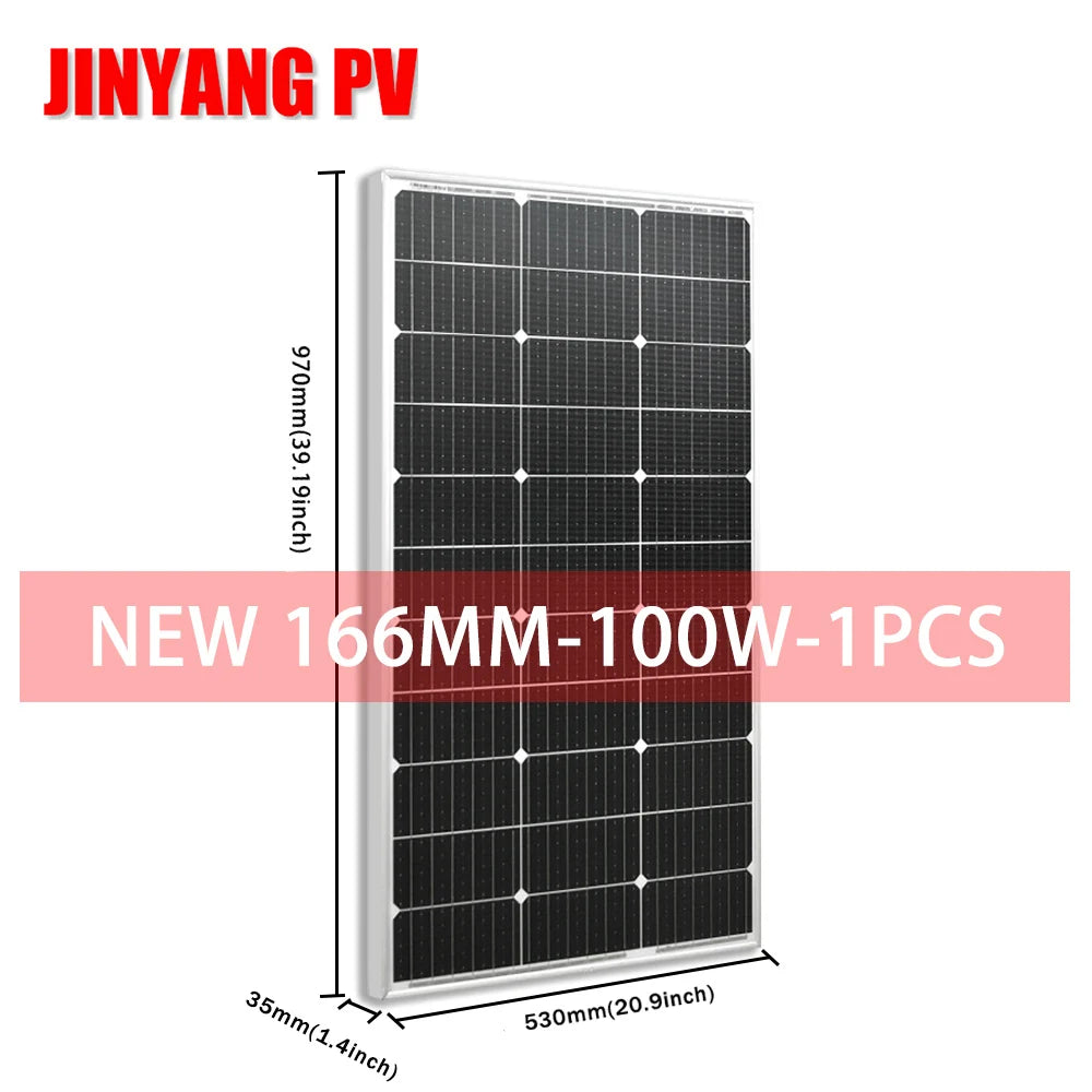 Solar Panel 100W 200W 300W 400W Rigid Glass Photovoltaic Panel 18V Monocrystaillne Solar Cell For 12V/24V Battery Charger