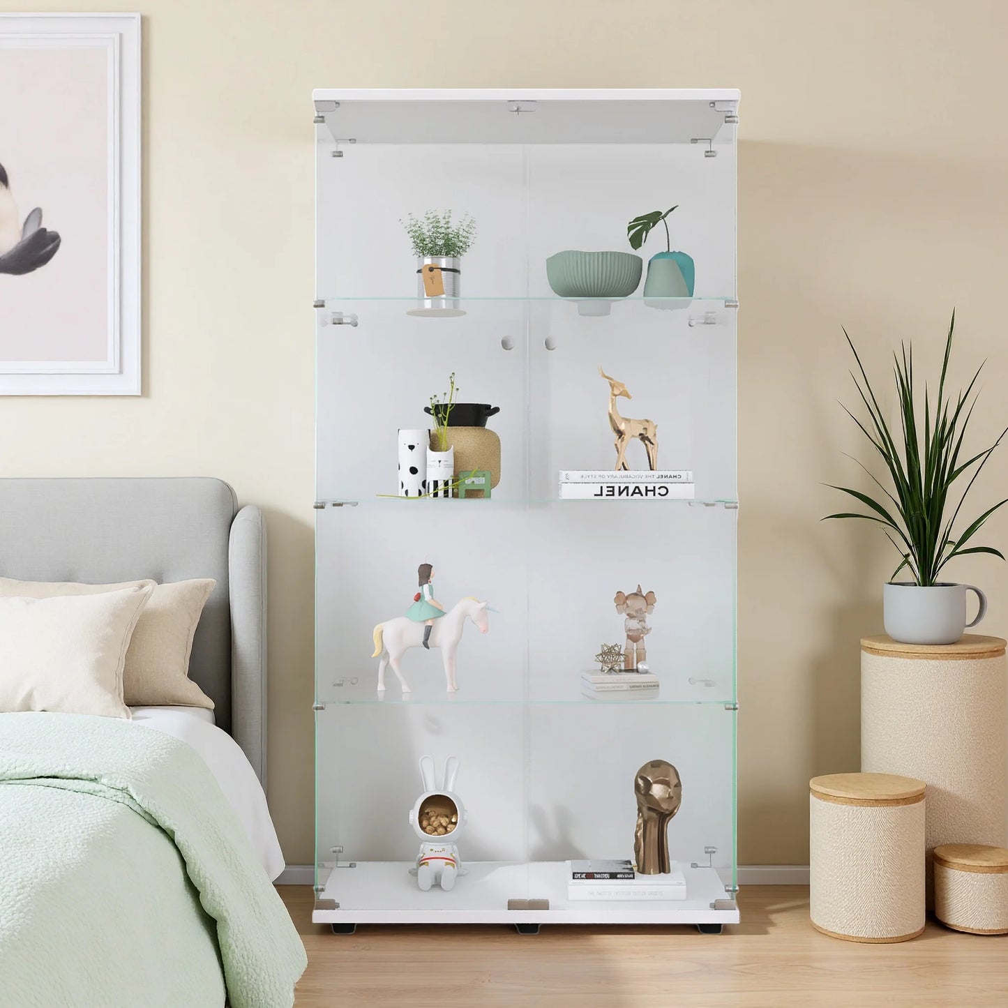 Rosahqnda Vitrine 4 Ebenen Gehärtetes Glas Elegant