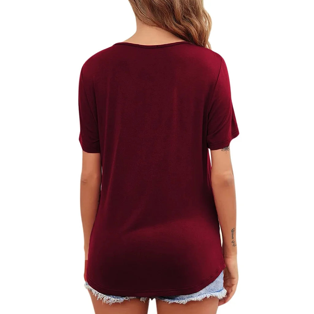 New Maternity Clothes Womens Short Sleeve Crew Neck Solid Color Asymmetrical Flap Nursed Tops Casual T Shirt For Breastfeeding