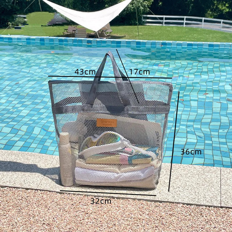 Beach Storage Bag Large Handheld Single Shoulder Swimming Pouch Large Capacity With Inner Network Folding Organizer Package