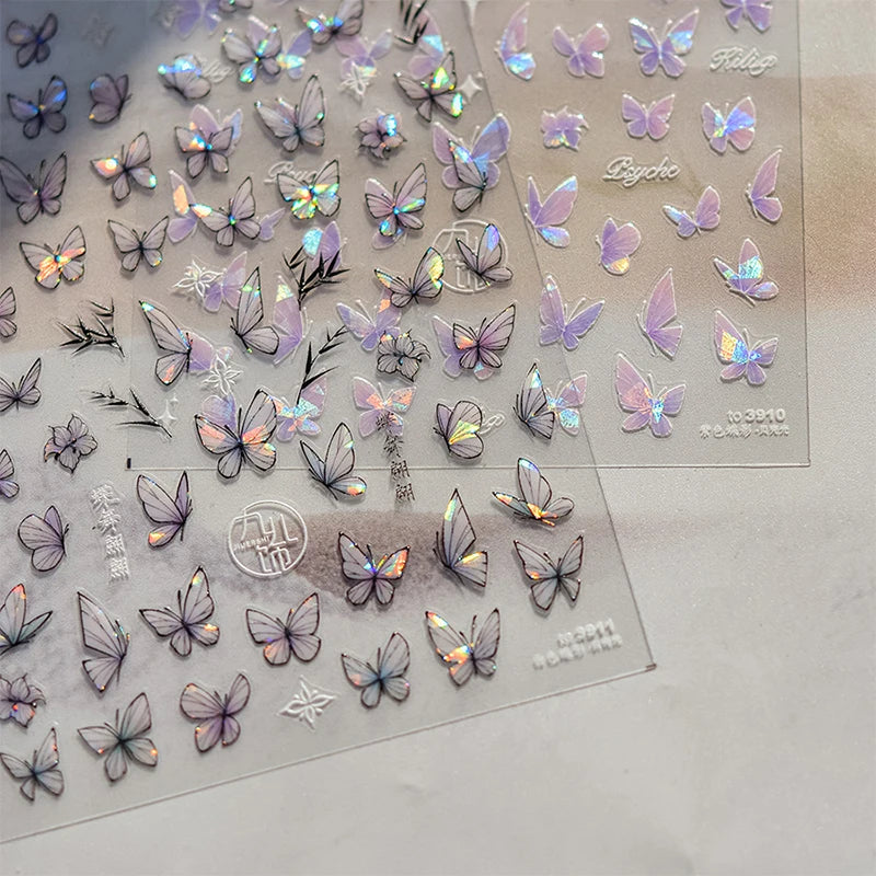 Designs 5D Relief Schmetterling Nagelsticker - 1 St 3D