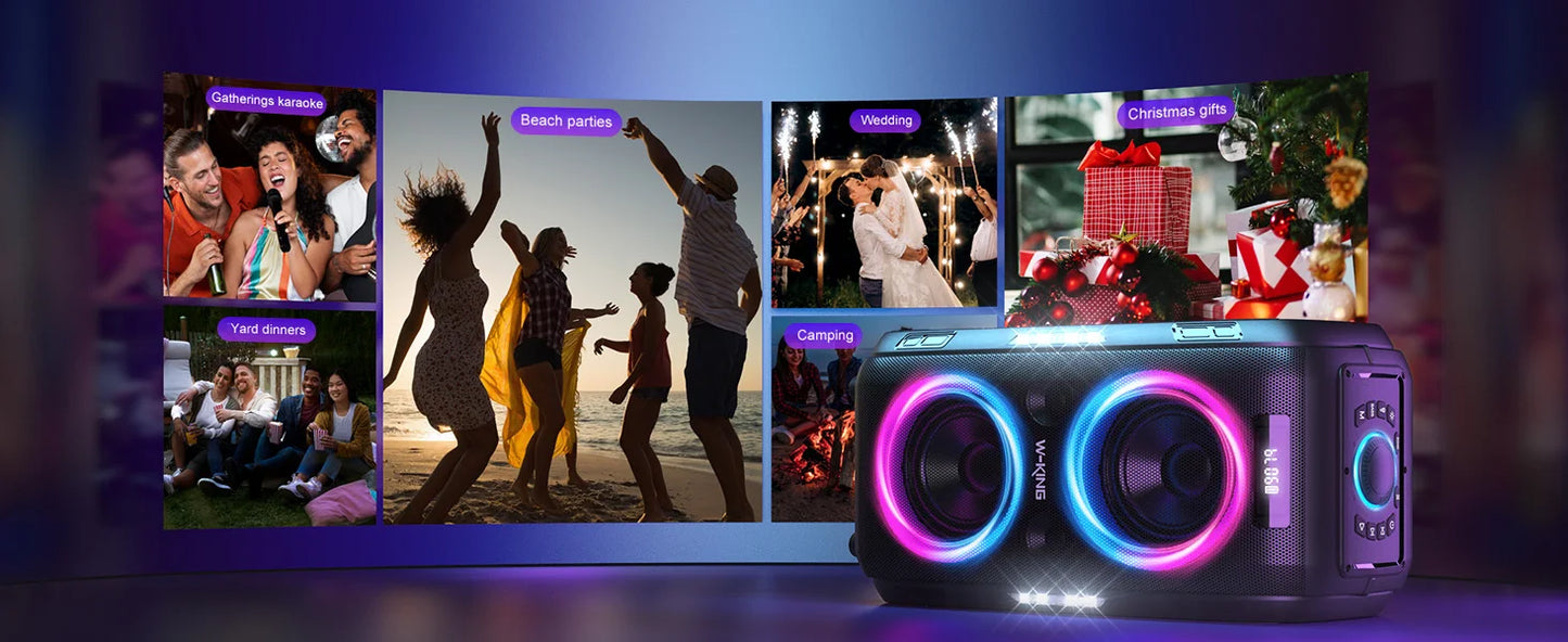 Party-Lautsprecher 2025: W-KING 250W PEAK Bluetooth - 120dB Massive Bass V5.3 Boombox Wireless Collection