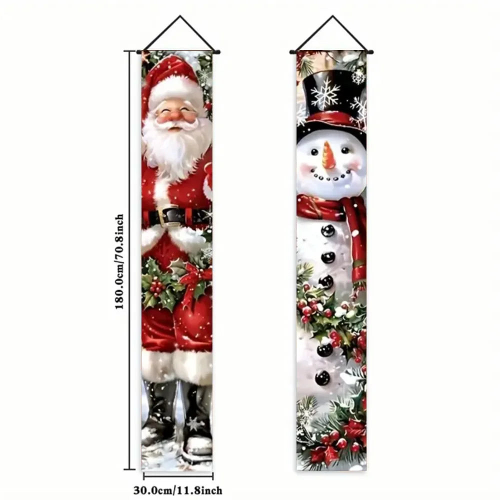 2pc 1set Christmas Hanging Door Banner Santa Claus Snowman Merry Christmas Decoration Elk Navidad Natal Happy New Year 2026 Gift