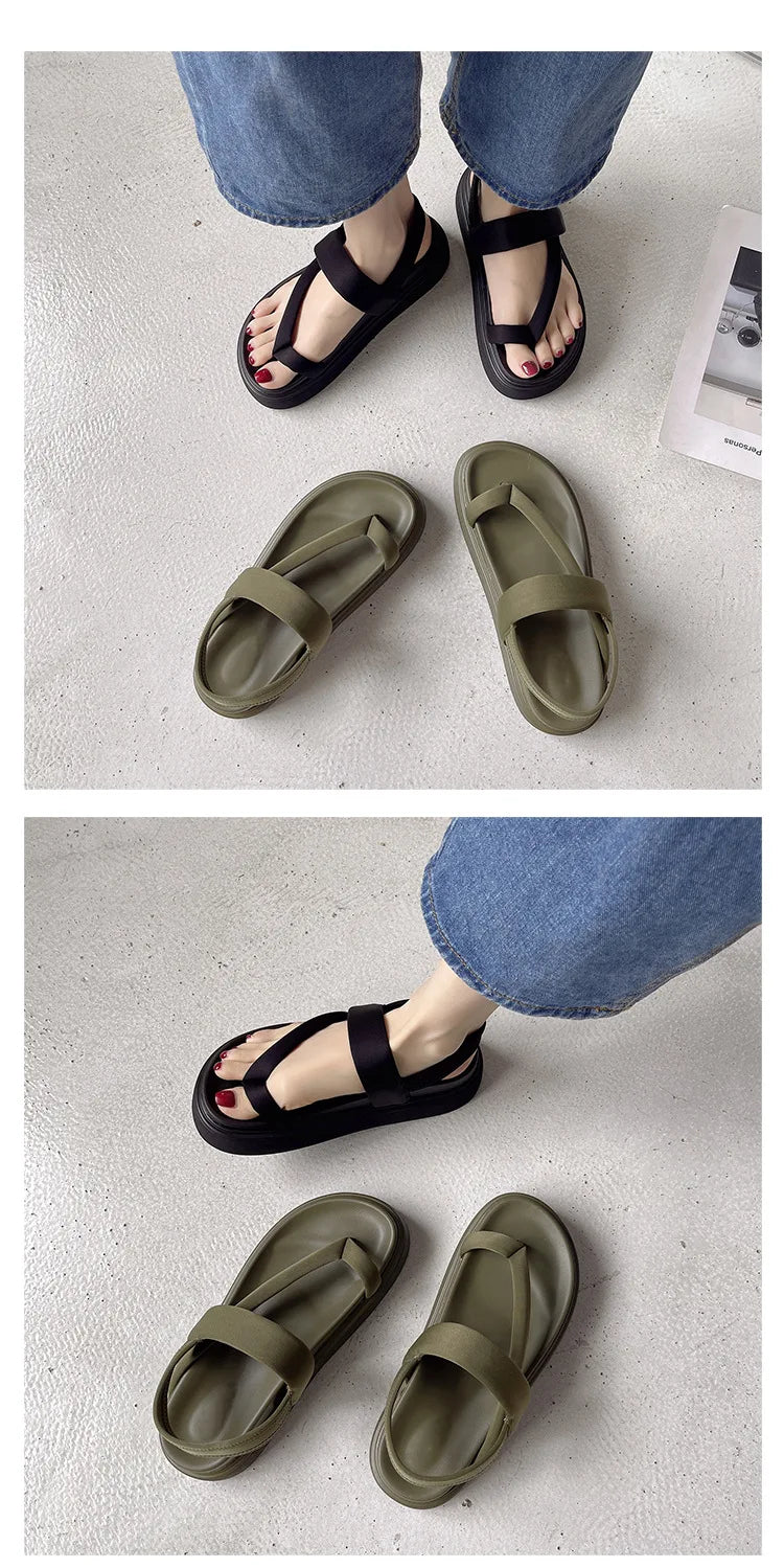 Damen-Platform-Sandalen 2025: COZOK Frauen Platform Sandalen Flache Flip Flops Sommer Strand Sexy Lässige Schuhe Kreuz Peep Zehen Damen Schuhe Mode Frau Schwarze Sandalen Kollektion