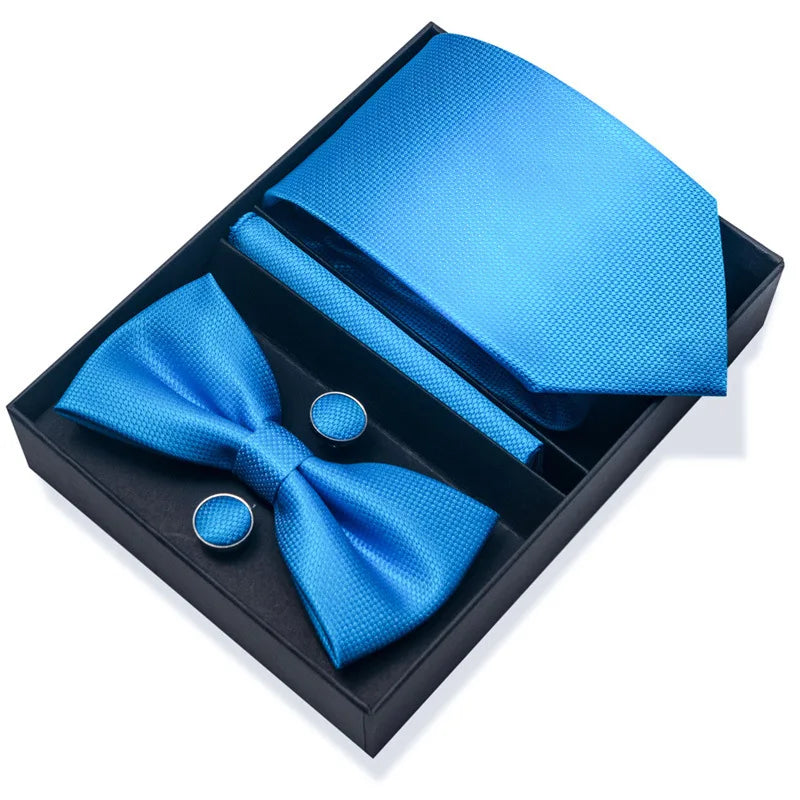 Men's Tie Pin cuff square bow Tie with pocket square cufflinks Set Paisley Men's Business Wedding Suit Accessories 6-piece set