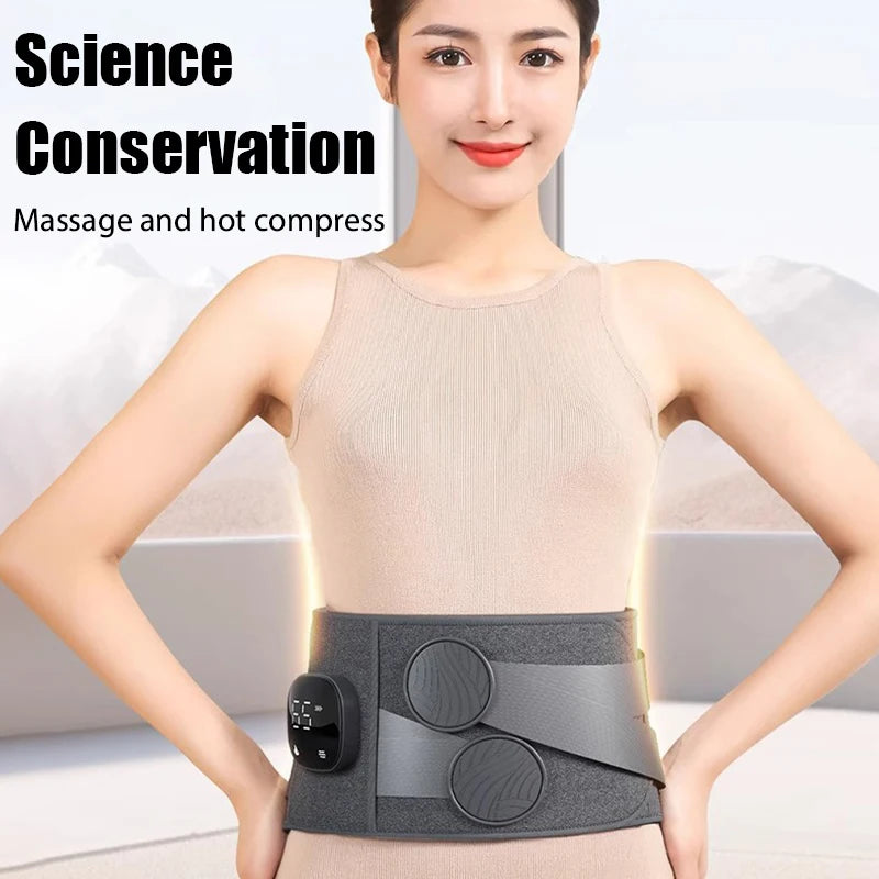 Electric Heating Waist Massager Support Belt Vibration Hot Compress Vibration Lumbar Brace Belt Back Relax 3 Gears Adjustment