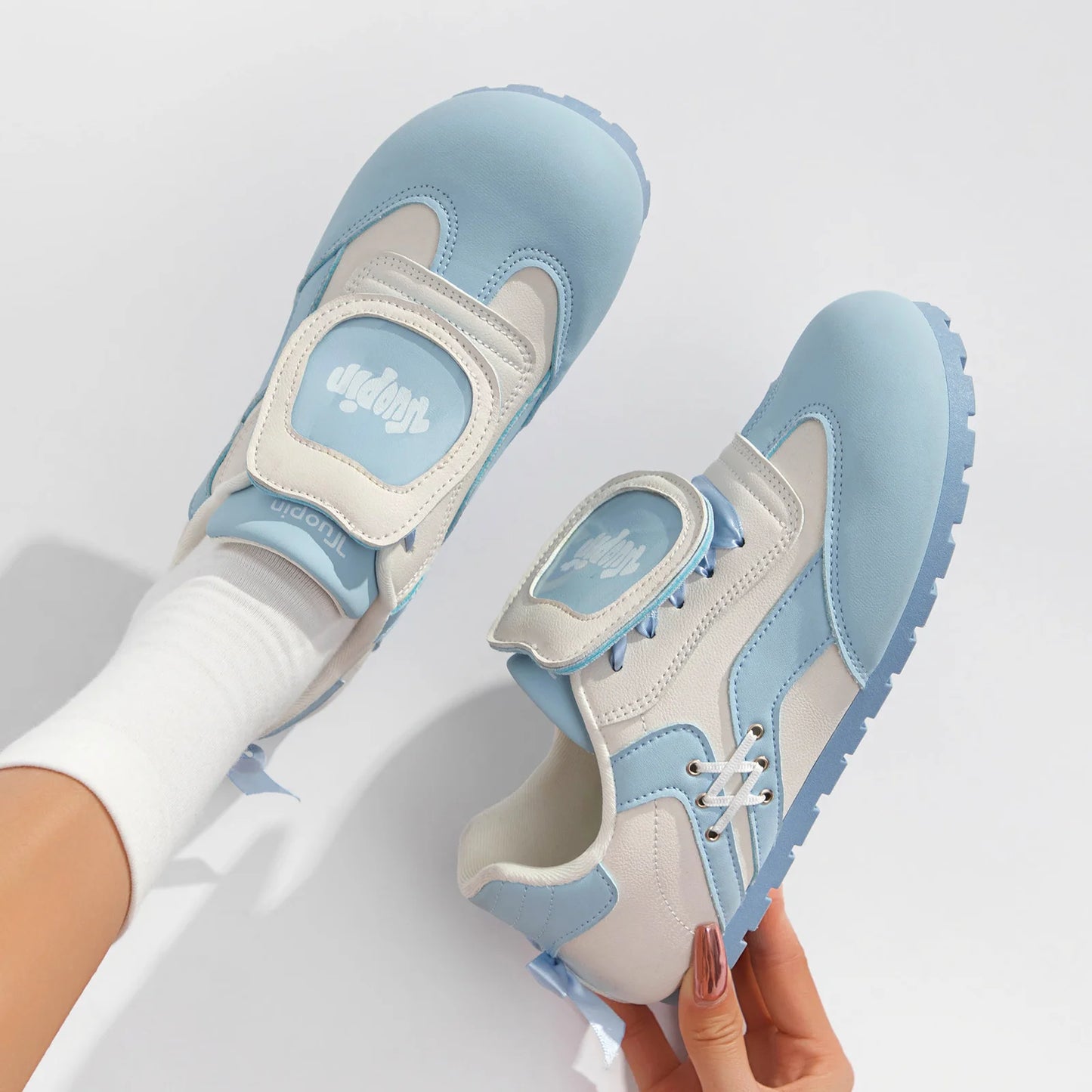 Damen Blaue Schuhe 2025 - Schleife Comic Stil Sneakers - 1cm Flache Schuhe Süße Casual Lolita Stil