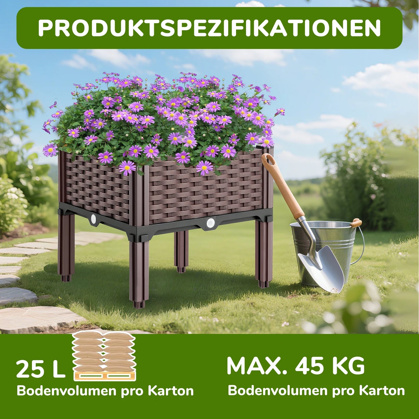 GrünBox Pflanzbeet Kunststoff PP 1 Fach Bewässerung