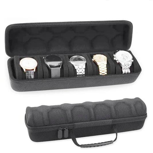 TimeSafe Rollkoffer Uhrenbox - 5 Slots Bis 61mm Schaumstoff