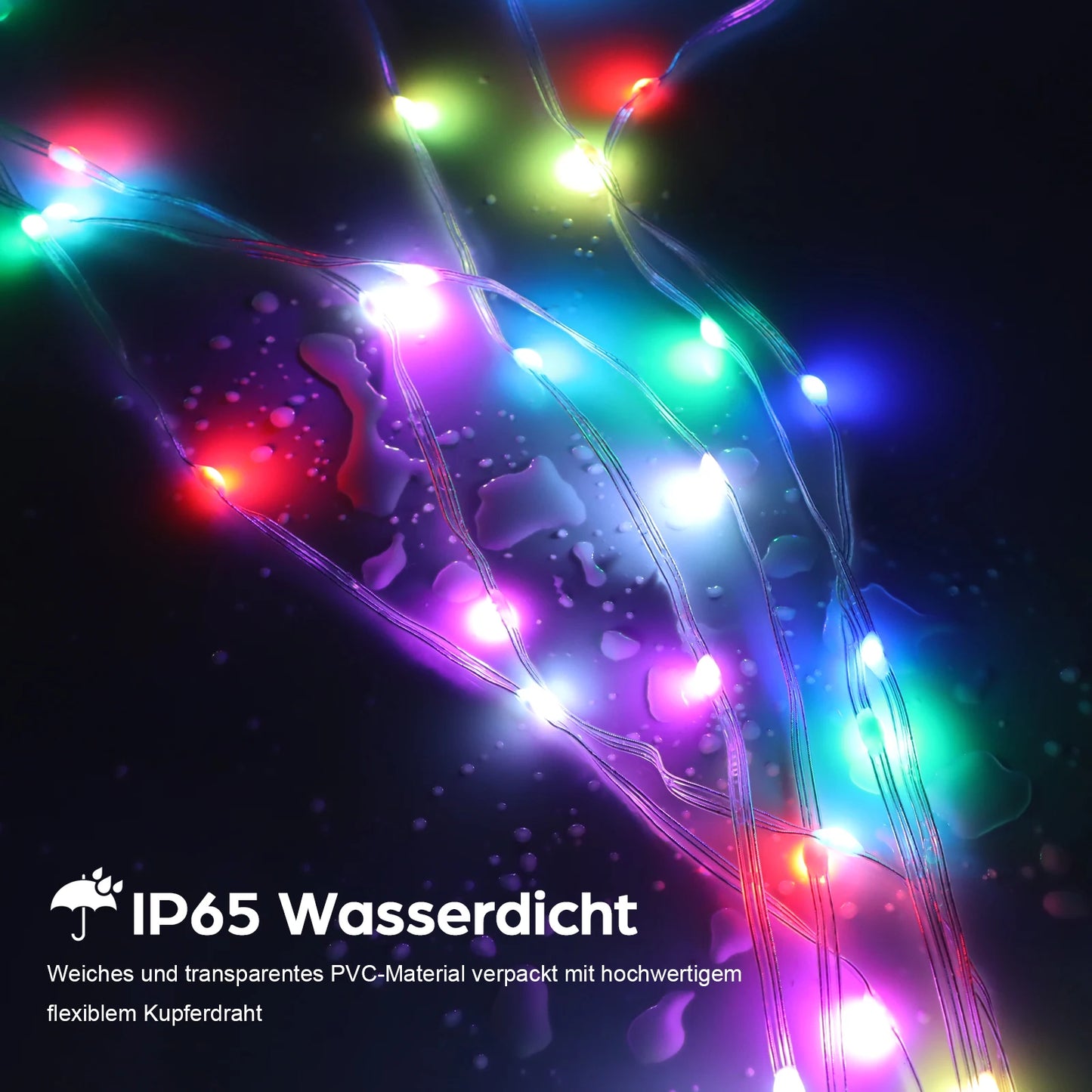 RGBIC String Lights 5V USB - Dimmbar, Bluetooth Steuerung, Länge 25m