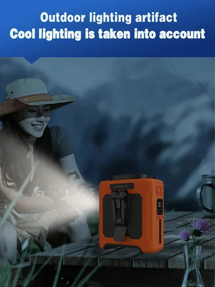 Portable Waist Fan 10000mAh with Power Bank LED Lighting Hanging Neck Fan 5 Speed Strong Airflow Cooling Fan for Outdoor Working