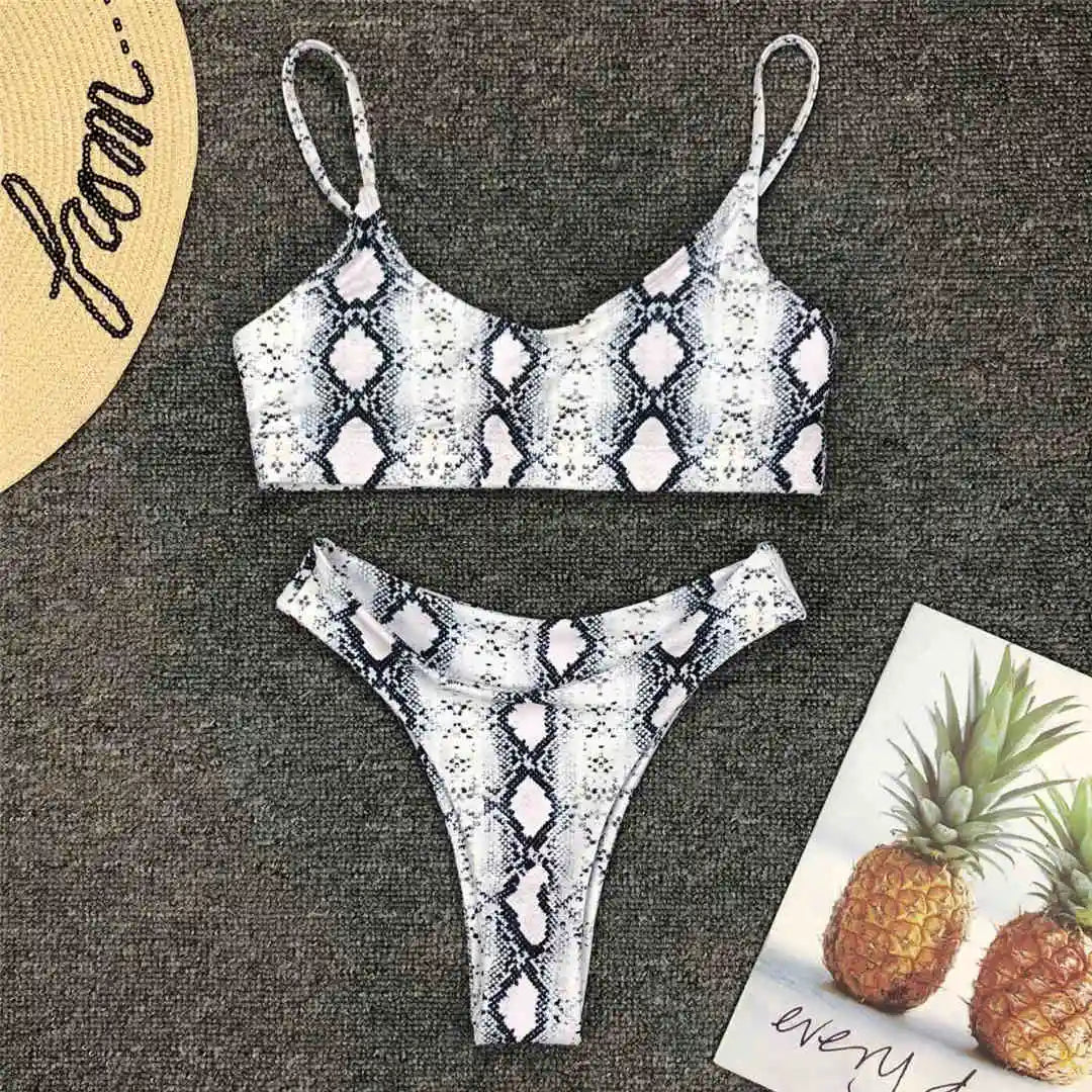 14 Farben S-XL Elegant Leopard Bikini: Varleinsar Wire-Free Low Waist Brasilianischer - Zweiteilig Beach Style Polsterung Leopard-Muster