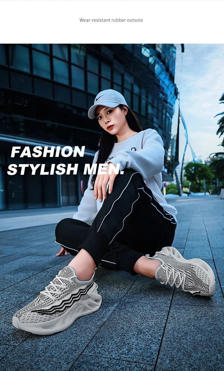 Herren Sneakers Leicht Laufschuhe Atmungsaktiv Mesh Komfortabel EVA Dick Sohle Rutschfest Tennis Walking Weiß Schuhe Für Männer