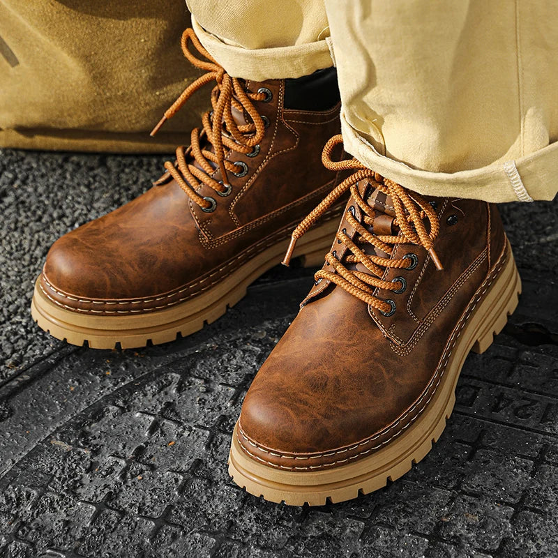 Ghete din piele YEISNDOOCN, căptușeală de pluș pentru iarnă - diverse mărimi, toc plat, tijă până la gleznă