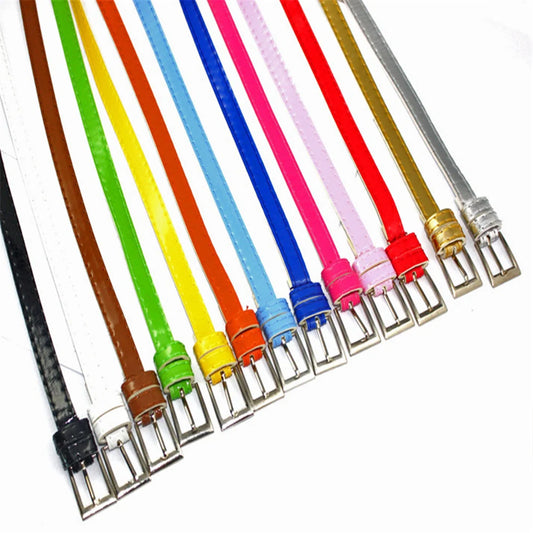 Women Belts New PU Leather Candy Color Metal Buckle Belt Girls Dress Jean Pants Waistband Belts for Lady Luxury Brand Belts