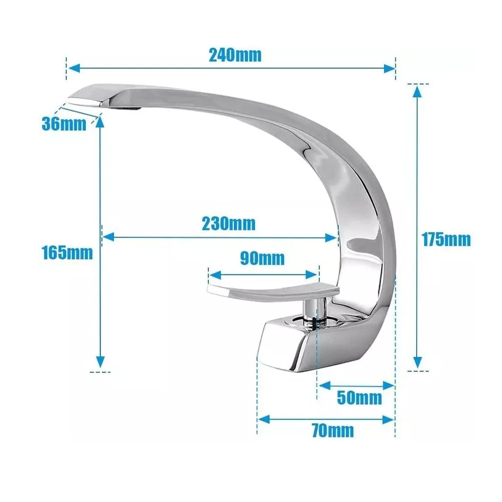 Chrome Basin Faucet  Washing Basin Mixer Deck Mounted Cold and Hot Bathroom Faucet