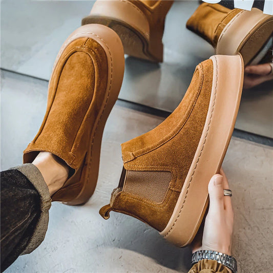 Ghete Chelsea Shangkaka cu platformă, croială înaltă - Mărimea 44, Înălțimea tocului 2 cm, Înălțimea gleznei