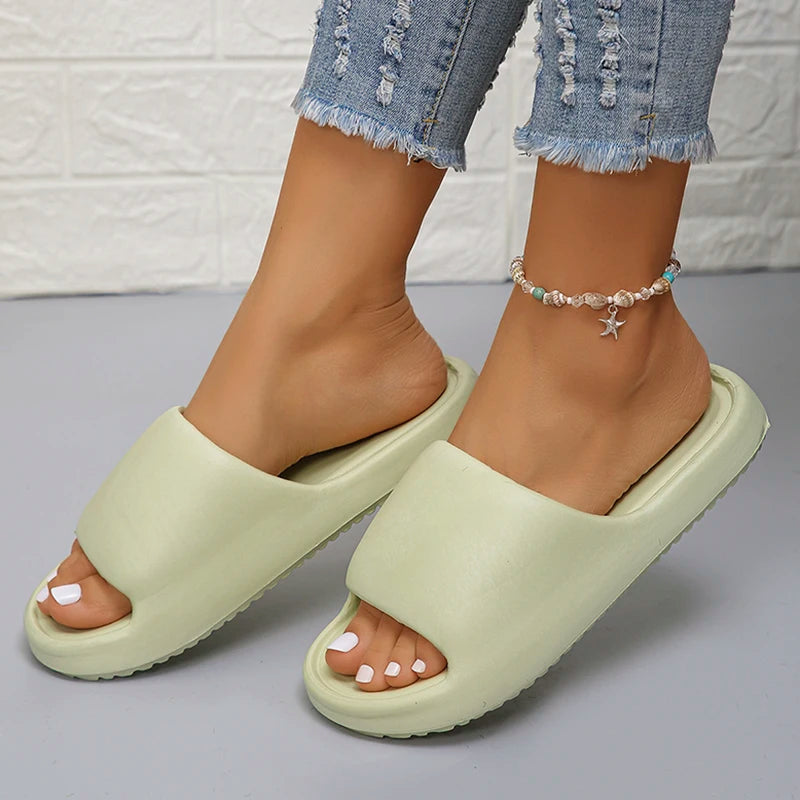 Lucyever 2024 Weich Sohle Eva Hausschuhe für Frauen Leichtgewicht Rutschfest Heim Hausschuhe Frau Sommer Dick Plattform Strand Flip Flops