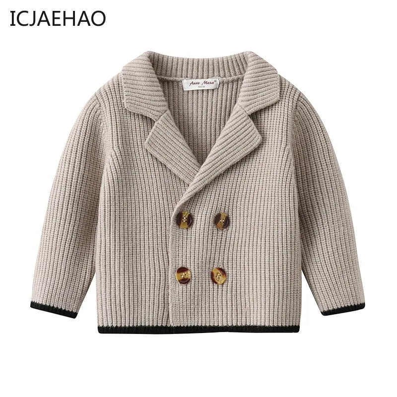 LilBuds B804 Doppelreihige Strickjacke Jungen Winter Cardigan - Größe 3-12 Jahre, Baumwolle, Verschluss Doppelreihig