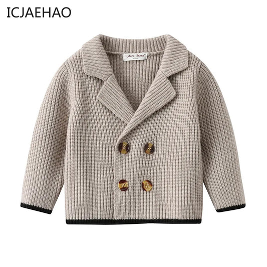 LilBuds B804 Doppelreihige Strickjacke Jungen Winter Cardigan - Größe 3-12 Jahre, Baumwolle, Verschluss Doppelreihig