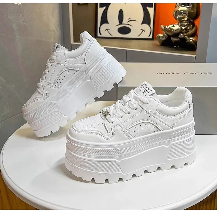 Women9 CM Platform Sneakers Casual Outdoor Simple Design Skateboard Comfortable Lace Up Sneakers Running Sports Shoes Female 40