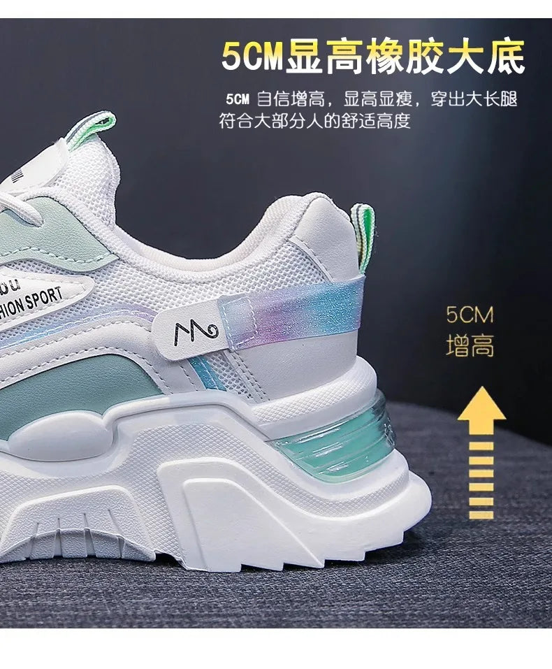 NEW Sneakers Women Platform Flat Shoes Woman Shoes Green Casual Trainers Ladies Chunky Sneakers Women Shoes