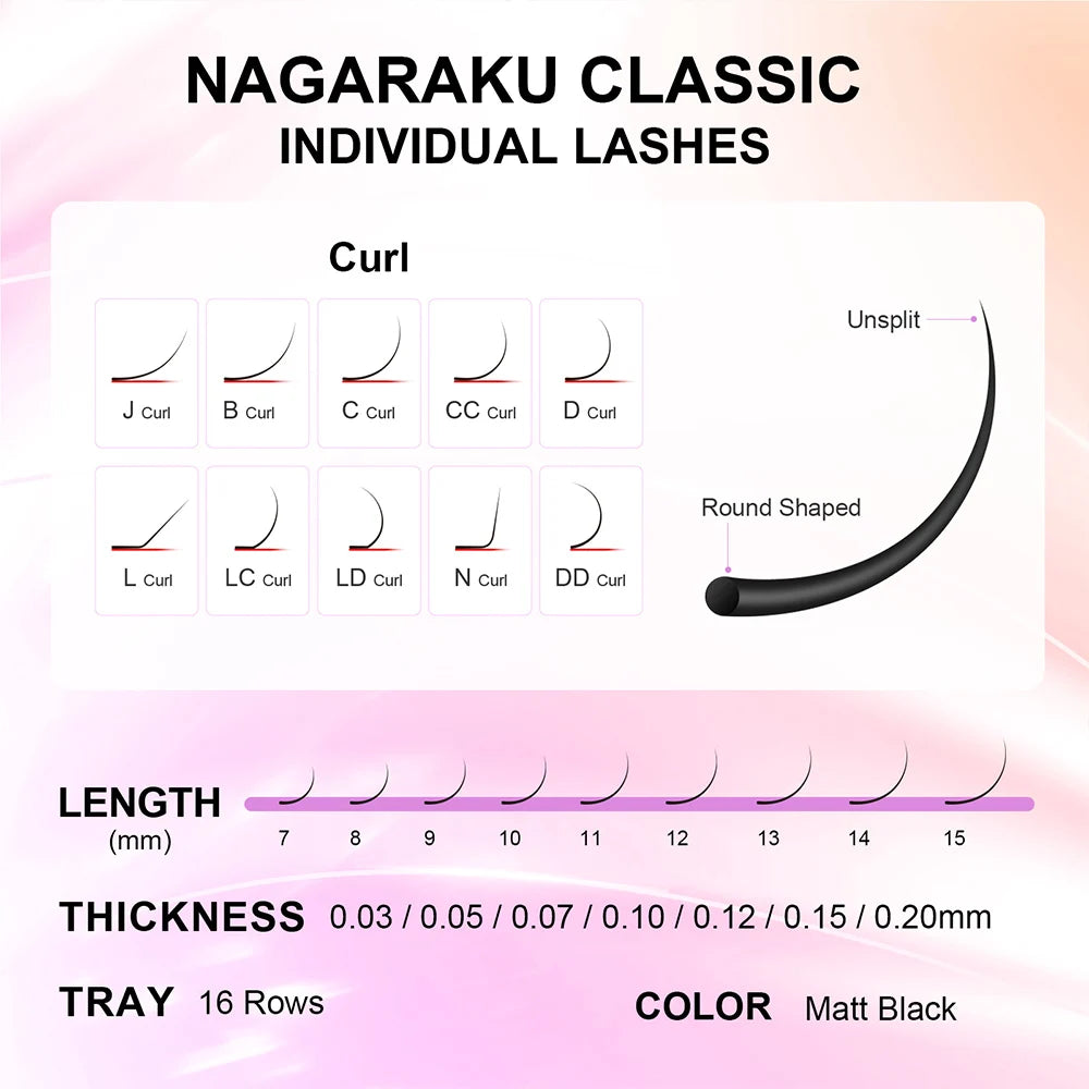 Wimpernverlängerung 2025 - NAGARAKU Classic Mix 7-15mm Individual Lashes