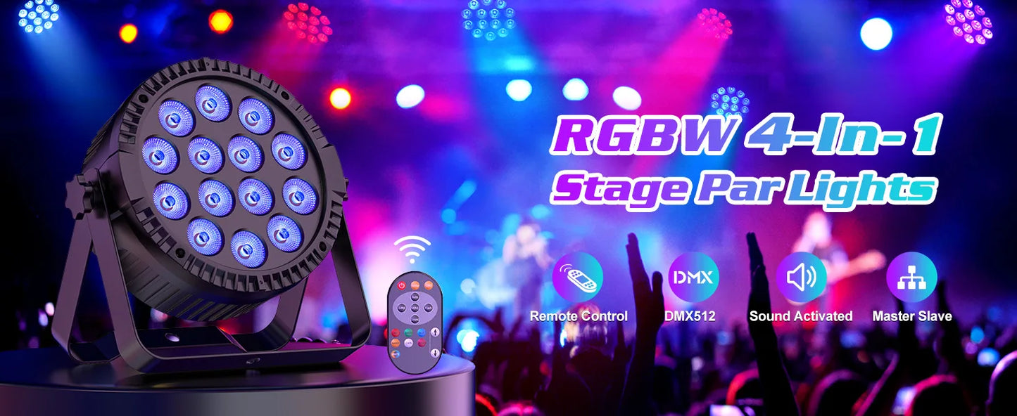 U'King 4PCS 80W Par Light 4in1 RGBW 14 LED Stage Effect Light DMX512 Remote Control Flat Light for KTV DJ Disco Bar Stage Light