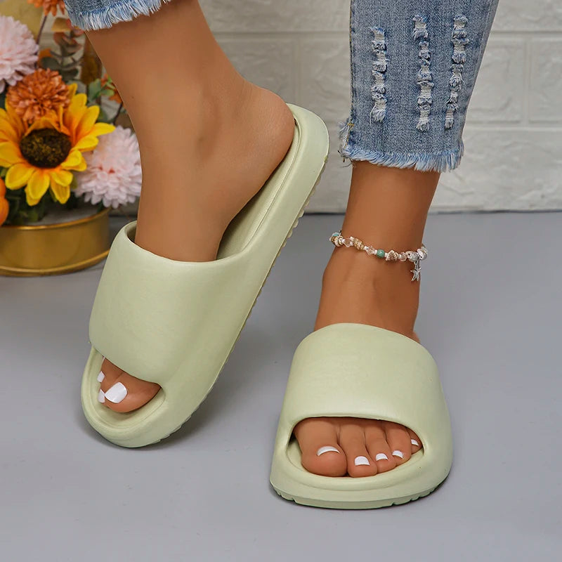 Lucyever 2024 Weich Sohle Eva Hausschuhe für Frauen Leichtgewicht Rutschfest Heim Hausschuhe Frau Sommer Dick Plattform Strand Flip Flops
