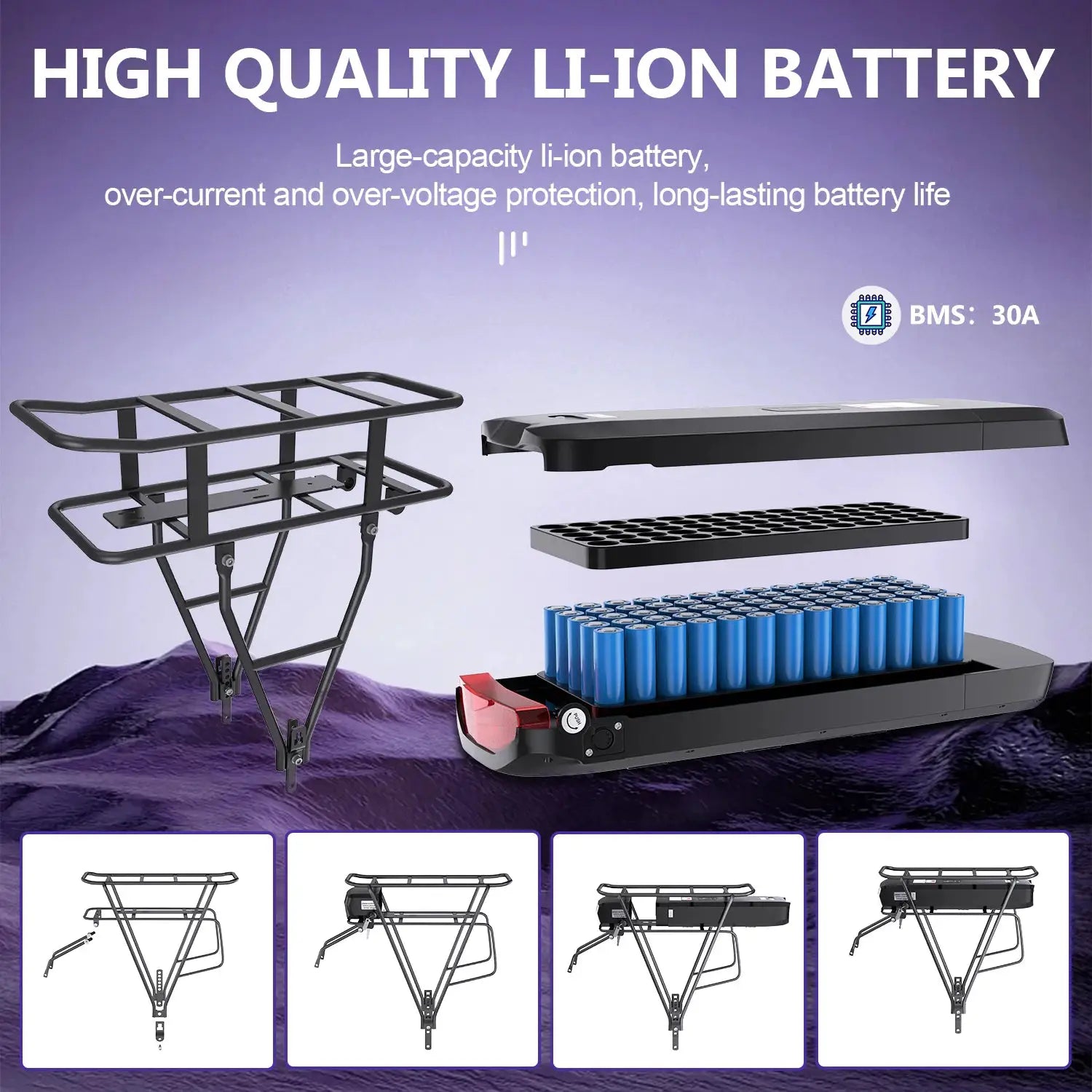 [EU Direktversand] eBike Akku mit Großer Kapazität Hailong Max Pack für Gepäckträger 48V 52V 36V 30Ah 25Ah 24Ah 20Ah 18,2Ah 16Ah 15,6Ah 13Ah mit 2-4A Ladegerät by Golden Bridge Store