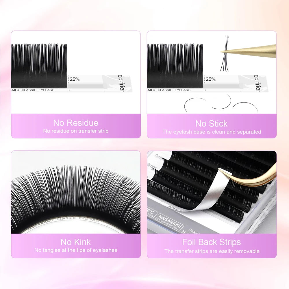 Wimpernverlängerung 2025 - NAGARAKU Classic Mix 7-15mm Individual Lashes