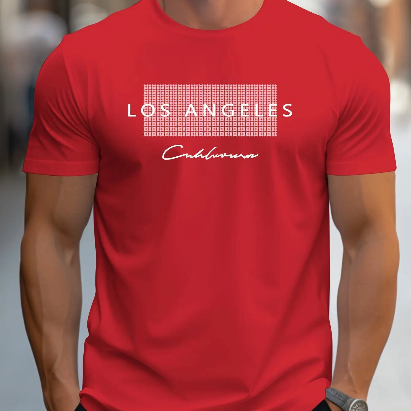 Herren T-Shirt 2025 - 100% Cotton Summer Loose Fit Los Angeles Graphic Printed Casual Sports