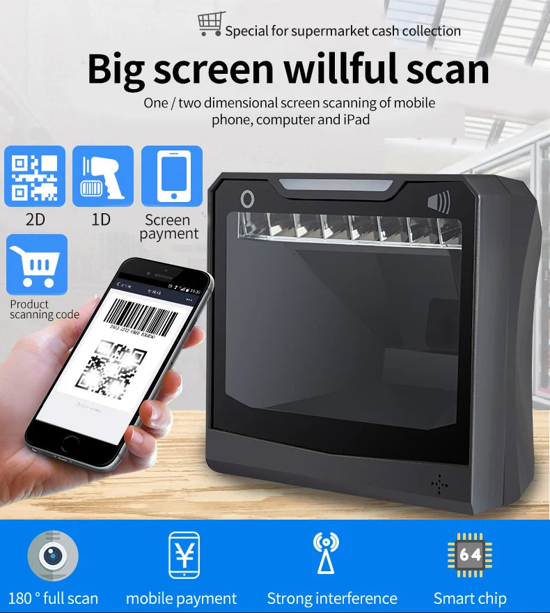 1D/2D Supermarkt Handheld Barcode Bar Code Scanner Leser QR PDF417 Bluetooth 2.4G Drahtlos & Verkabelt USB Plattform - 12.02€