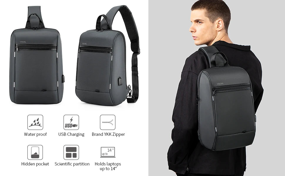 Laptop-Tasche 2025 - 13.3-14 Zoll Crossbody Messenger Rucksack Schule Studium