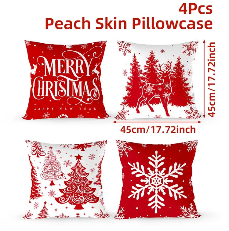 4pcs Christmas Cushion Cover Pillowcase Merry Christmas Decoration Linen Pillow Cases Home 2025 Xmas Gifts Pillow Covers 2026