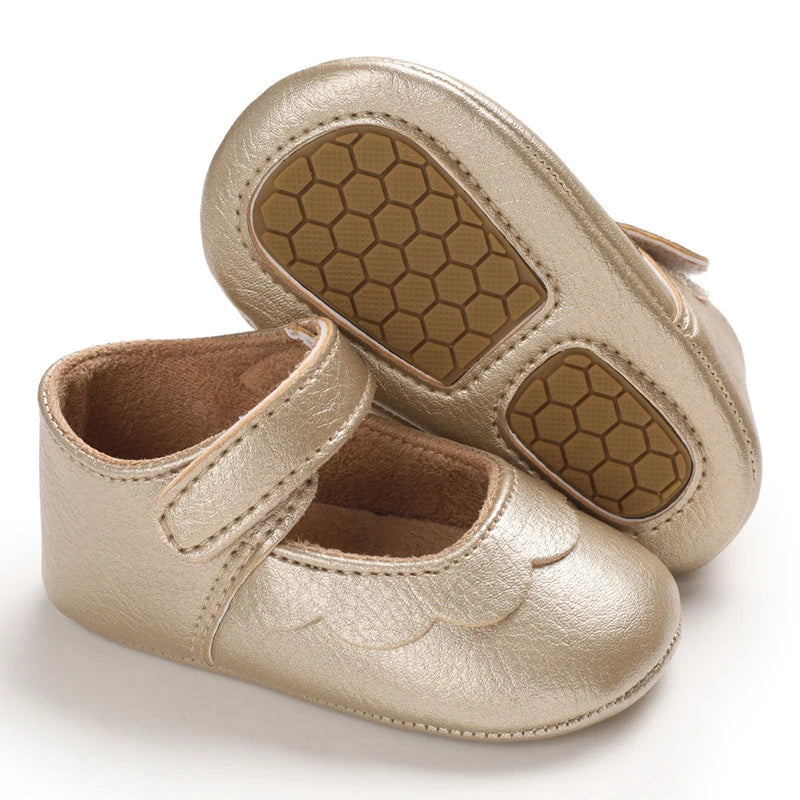 Baby Mädchen Schuhe 2025 - Fashion Einfarbig Leder Blume Prinzessin - Weiche Gummisohle Rutschfest Casual Erste Laufschuhe
