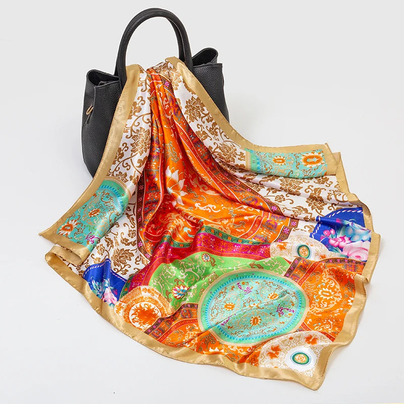 SENAIFE Satin-Schal Elegant - 90x90cm Polyester Leicht