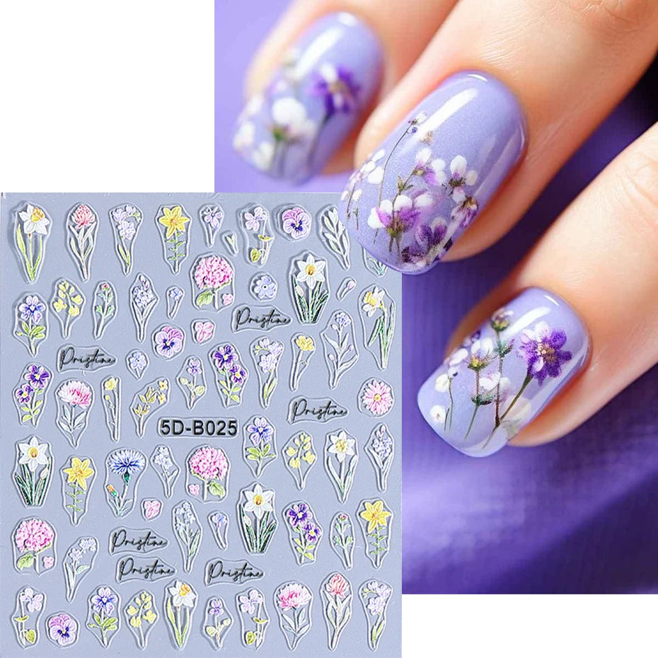 SWEET TREND 5D Relief Nagelsticker - Texturiert 24 Stück