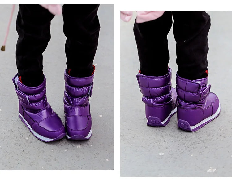 Kinder-Schneestiefel, 2025, Herbst-Winter-Wolle, warm halten, Kinderstiefel, Marke, modisch, wasserdicht, rutschfest, Baumwollschuhe für Mädchen und Jungen