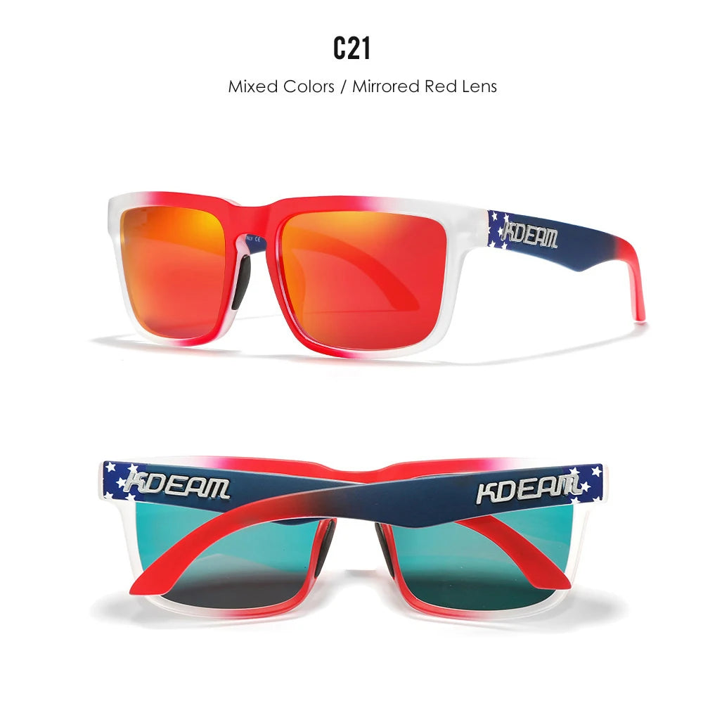 KDEAM Herren Polarisierte Sonnenbrille Quadratisch Casual Outdoor Sonnen Brille Frauen Unisex Sonnenbrille für Paare mit Neuer Verpackung