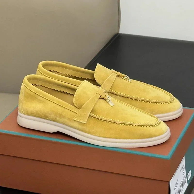 Classic british style loafers – flat fringe shoes with metal buckle