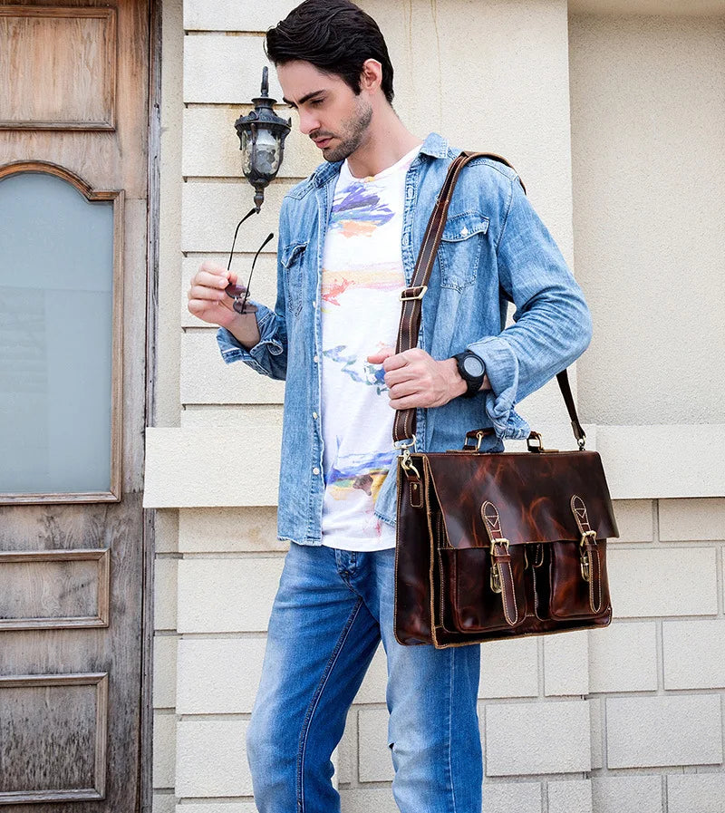 Luufan Aktentasche Rindsleder Business - 16 Zoll, 40x30x10cm