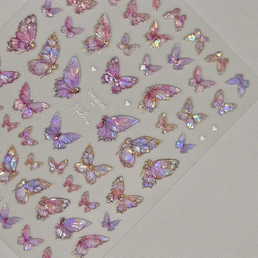 Shell Light Butterfly Nail Stickers High Quality Design Adhesive Stickers Nail Art Decoration Nail Supplies Decals Manicure Tool
