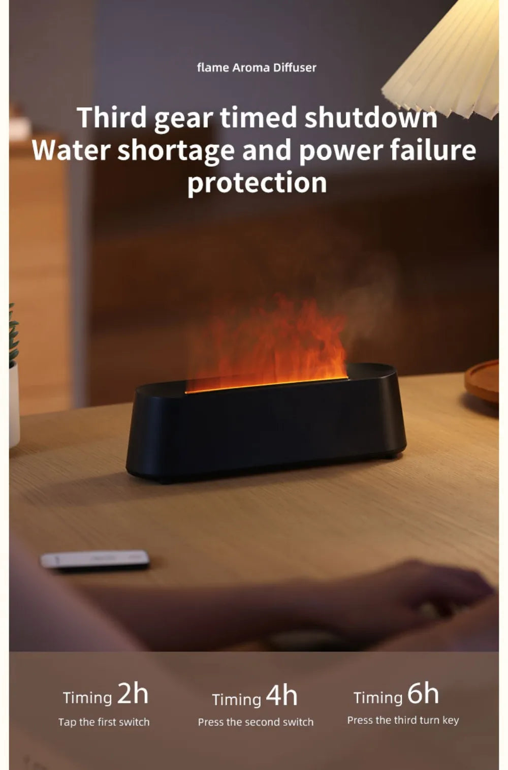 Humidifier Flame Aromatherapy Diffuser Can Add Essential Oils 7 Colours Flame Diffuser Timing Protection USB Desktop Humidifier