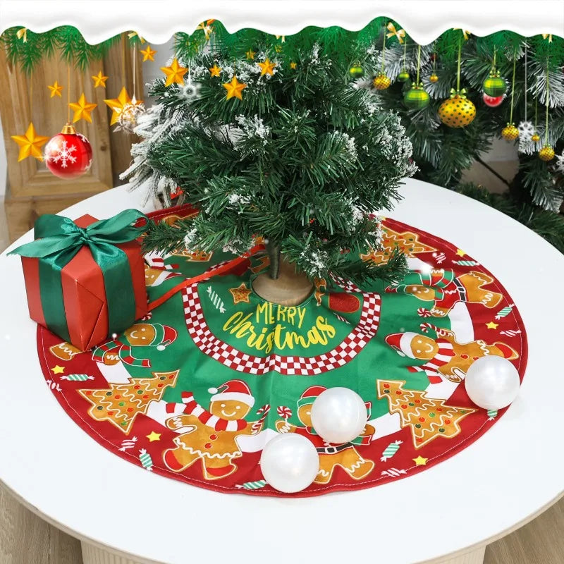 60x60CM Santa Claus Snowman Merry Christmas Tree Skirt Round Xmas Tree Rugs Skirts Household Mats Carpet Home Party Decoration
