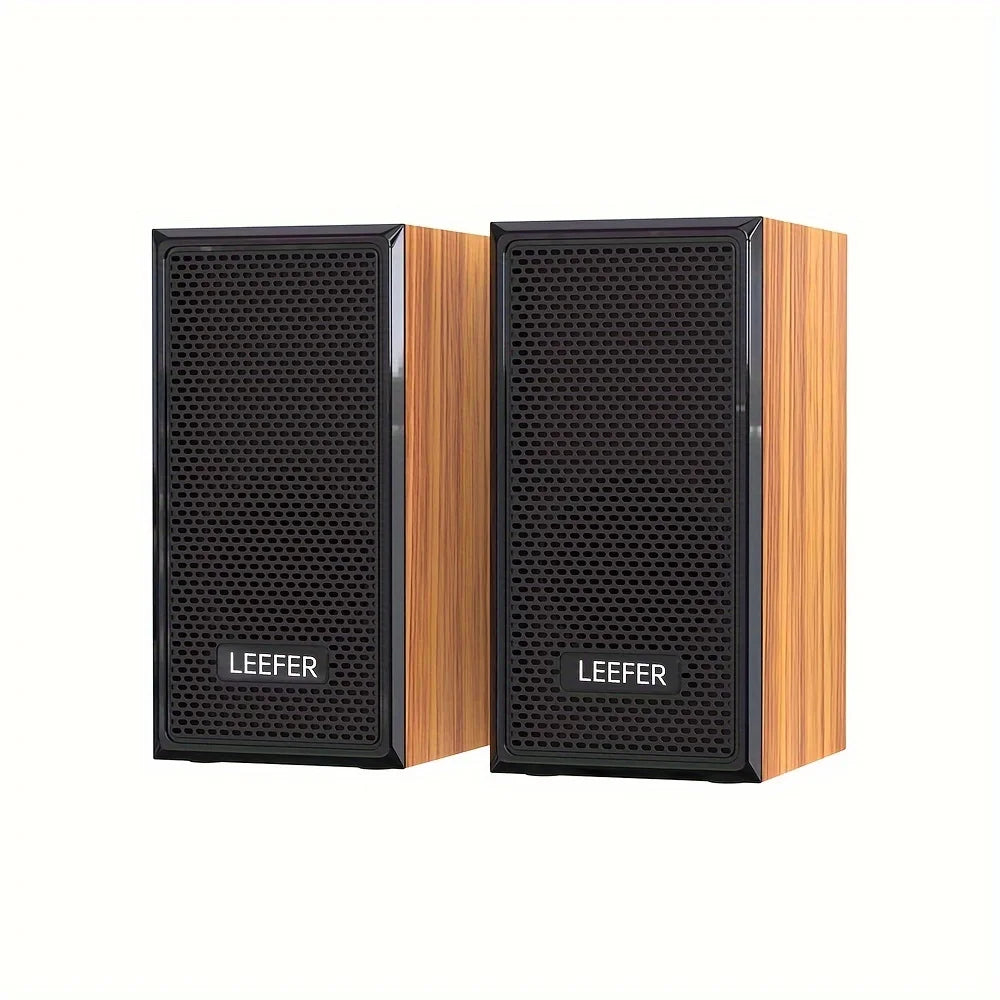 Computer-Lautsprecher 2025: Computer Desktop Wired Wooden Speakers - USB-powered 3.5mm Audio Jack Surround Sound 4D Speakers Smartphone Computer Speakers Collection