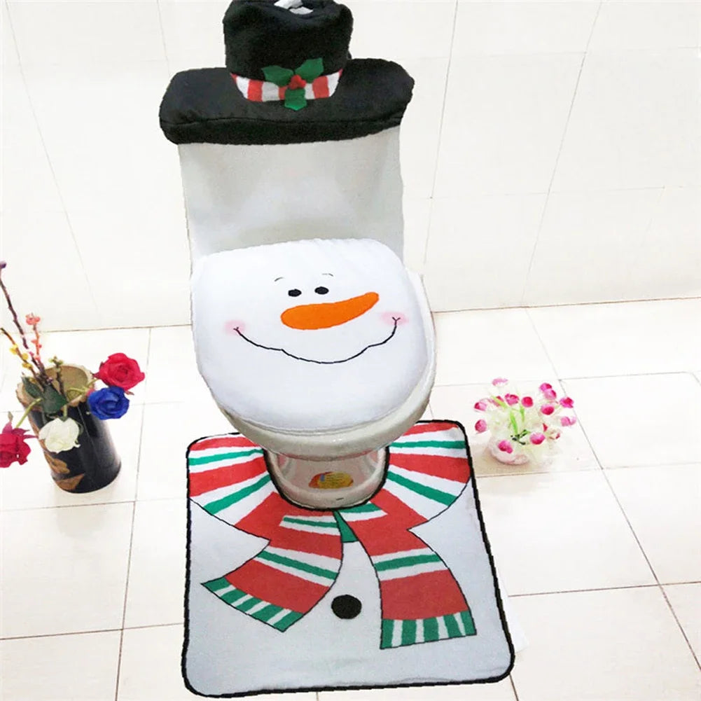 New Cute Christmas Toilet Seat Covers Creative Santa Claus Bathroom Mat Xmas Supplies for Home New Year Navidad Gift Decor 2025