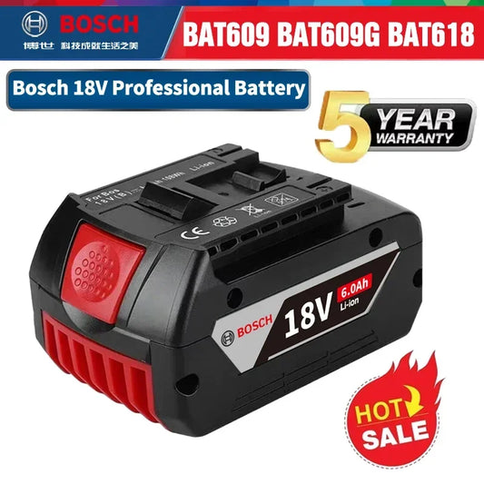 Original Bosch Professional Lithium Battery 18V 6.0AH for Bosch BAT609 BAT609G BAT618 BAT618G Rechargeable Power Tool Battery
