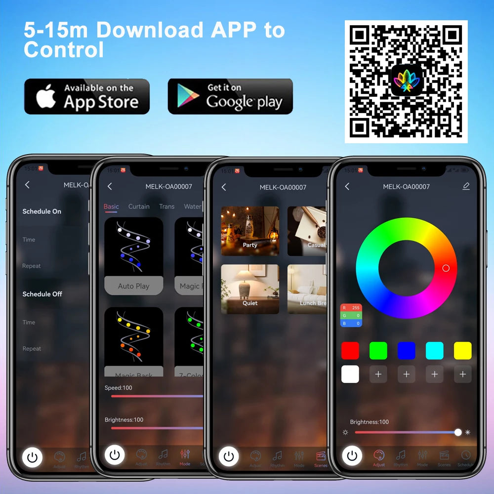 FUNZENXIN WS2812B RGBIC USB Strip BT-Musiksteuerung - 5V, Länge 5–15 m