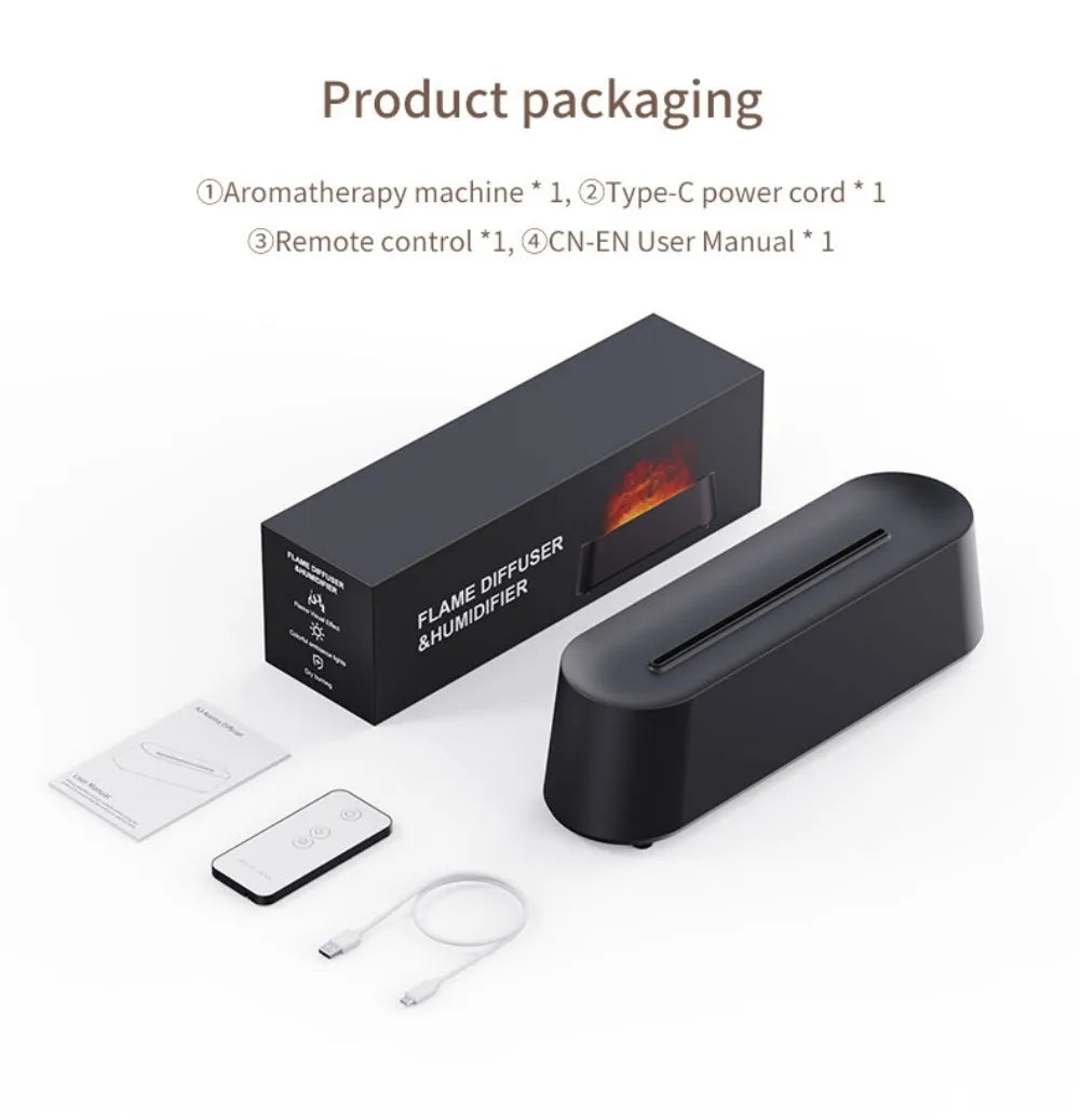 Humidifier Flame Aromatherapy Diffuser Can Add Essential Oils 7 Colours Flame Diffuser Timing Protection USB Desktop Humidifier